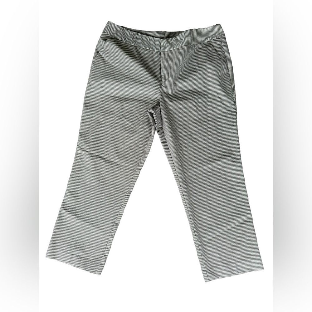 Norma Kamali Crop Pants Gray and White Pinstripe Womens Size 14